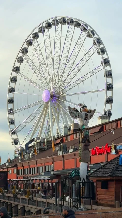 Seattle Great Wheel, WA Stock Footage 339080637