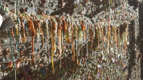 Seattle Gum Wall Dripping Close Up Stock Footage 92699121
