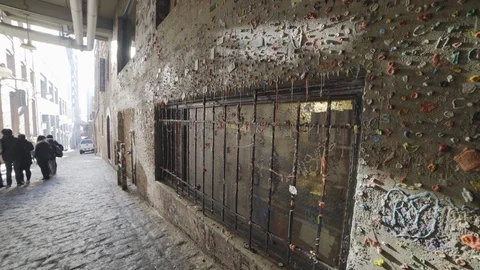 Seattle Gum Wall Wide Angle Stock Footage 92699034