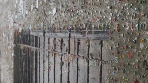 Seattle Gum Wall Window Sill Close Up Stock Footage 92699084