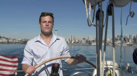 Seattle guy steers Stock Footage 31855585