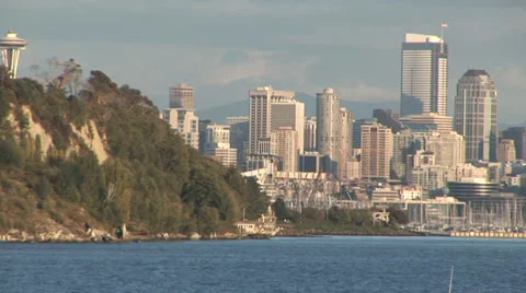 Seattle Harbor Cityscape and Smith Cove Stock Footage 33604904