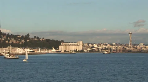 Seattle Harbor Cityscape and Smith Cove Stock Footage 33604995
