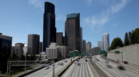 Seattle highway traffic Stock Footage 5165788