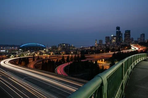 Seattle highways with light trails Photos