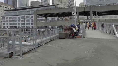 Seattle homeless cart Stock Footage