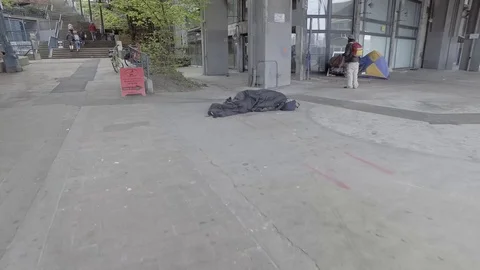Seattle Homeless Sleeping Stock Footage