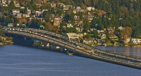 Seattle I-90 Traffic Time Lapse from above Vídeos de archivo 90379260