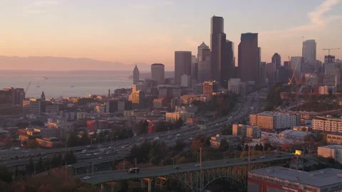 Seattle Last Light 4K Stock Footage 221512900