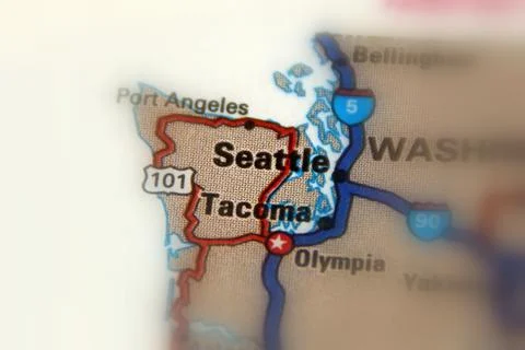 Seattle on a map Stock Photos