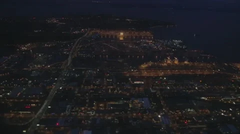 Seattle at Night From Above Video stock 42197327