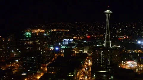 Seattle Night Stock Footage 10882079