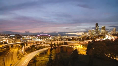 Seattle Night Lapse Stock Footage 44066233