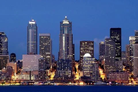 Seattle Night Scene Stock Photos