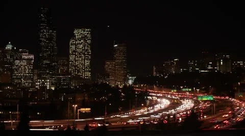 Seattle Night Traffic, Time Lapse Vídeo Stock 8966071