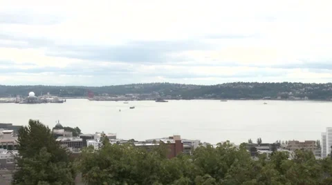 Seattle - Ocean pan to downtown Video stock 40477325