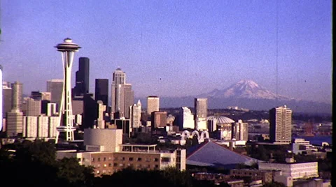SEATTLE Panorama Time-lapse Cityscape 1980s Vintage Retro Film Home Movie 8325 Stock Footage