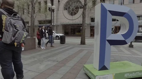 Seattle PLAY Sign Stock Footage 107095886