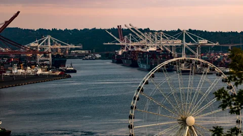 Seattle Port Timelapse WS Stock Footage 224257366