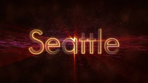 Seattle - Shiny looping city name text animation Stock Footage 99609682