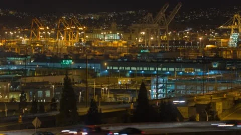 Seattle Shipyard Night Video stock 47973298