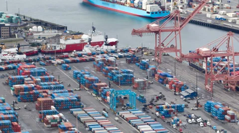 Seattle Shipyard Time Lapse Pan Stock Footage 32112833