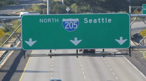 Seattle sign on interstate MCS Stock Footage 29612329