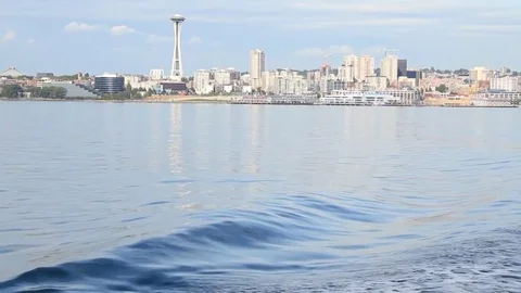 Seattle Skyline From Boat 3 Stock Footage 79040089