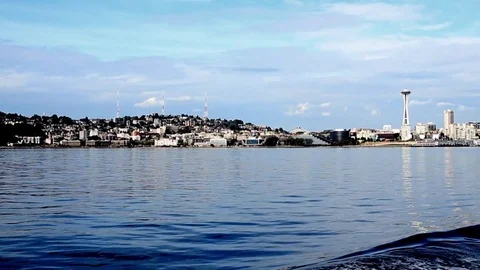 Seattle Skyline From Boat 5 Stock Footage 79040155
