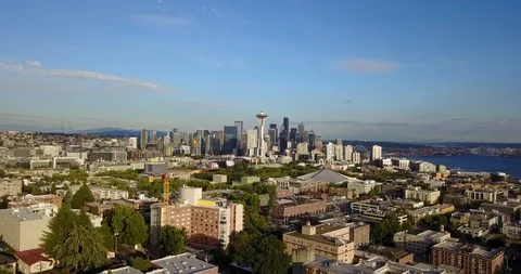 Seattle Skyline Drone Stock Footage 92497219