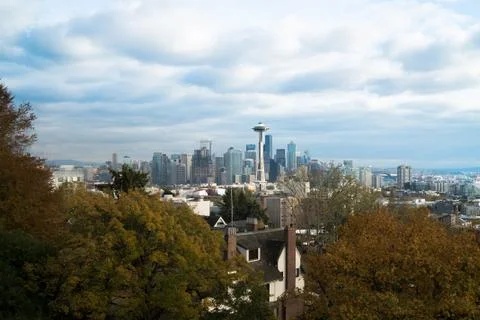 Seattle skyline in the fall 스톡 사진