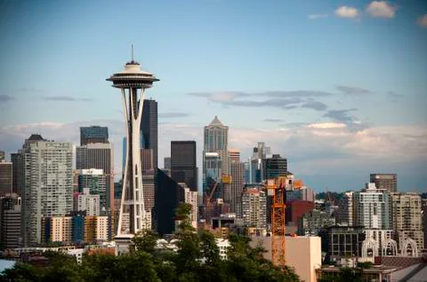 Seattle Skyline Featuring the Space Needle Stock Photos