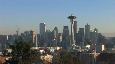 Seattle Skyline Pan Stock Footage