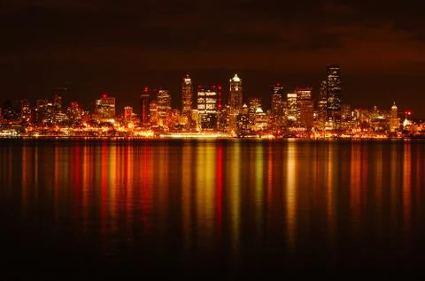 Seattle skyline reflected Stock Photos