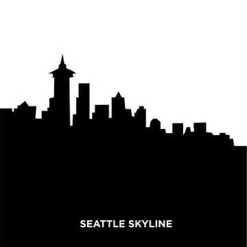 Seattle skyline silhouette Stock Illustration
