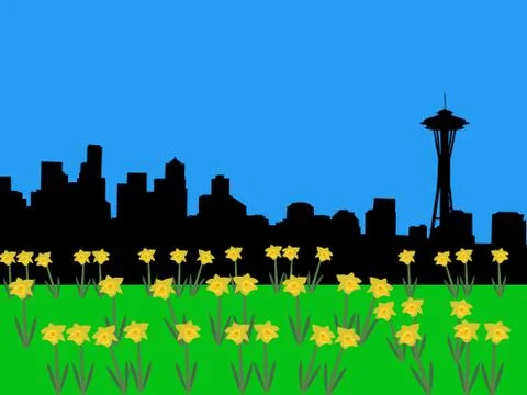 Seattle skyline in springtime Stock Illustration