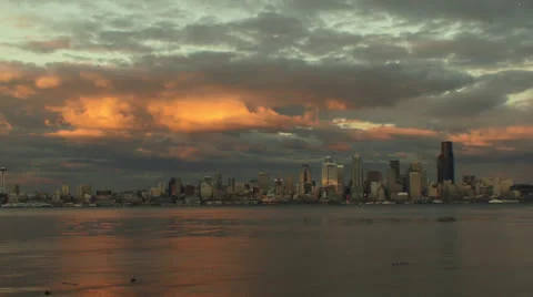 Seattle skyline sunset 動画素材 22528464