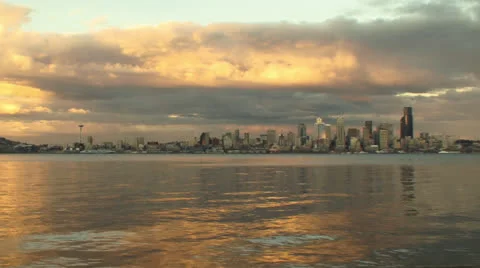 Seattle skyline sunset Stock Footage 22528470