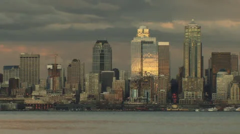 Seattle skyline sunset Stock Footage 22528617