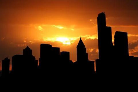 Seattle skyline at sunset Stock Illustration