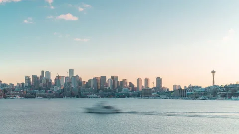 Seattle Skyline Sunset Timelapse Stock Footage 229649116