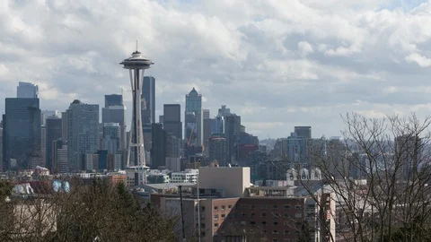SEATTLE SKYLINE TIME-LAPSE (STATIC SHOT) Stock Footage 129842845