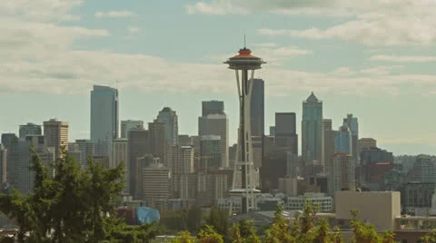 Seattle Skyline Timelapse Clouds Stock Footage 22634935