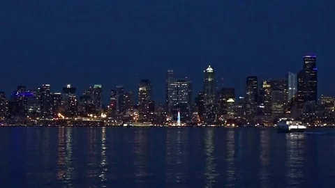 Seattle - Skyline  - timelapse - night Stock Footage 88970089