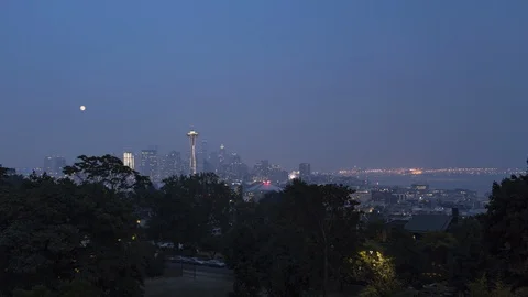 Seattle Skyline, Timelapse, Sunset Stock Footage 96429986