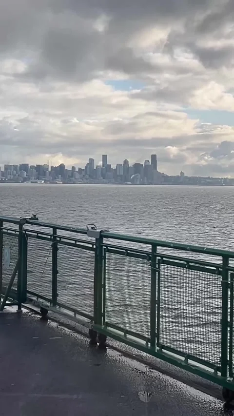 Seattle Skyline Viewed from Ferry Across Puget Sound Stock-Footage 336461650
