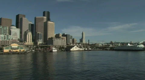 Seattle Skyline from Water Stock Footage 276288