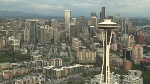 Seattle Space Needle and Downtown Stock Footage 10561833