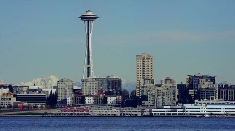 Seattle Space Needle and Skyline Stock Footage