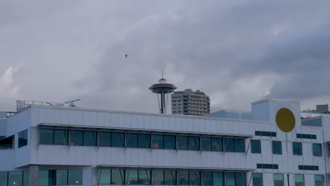 SEATTLE Space Needle Low Angle Reveal Stock Footage 124489963